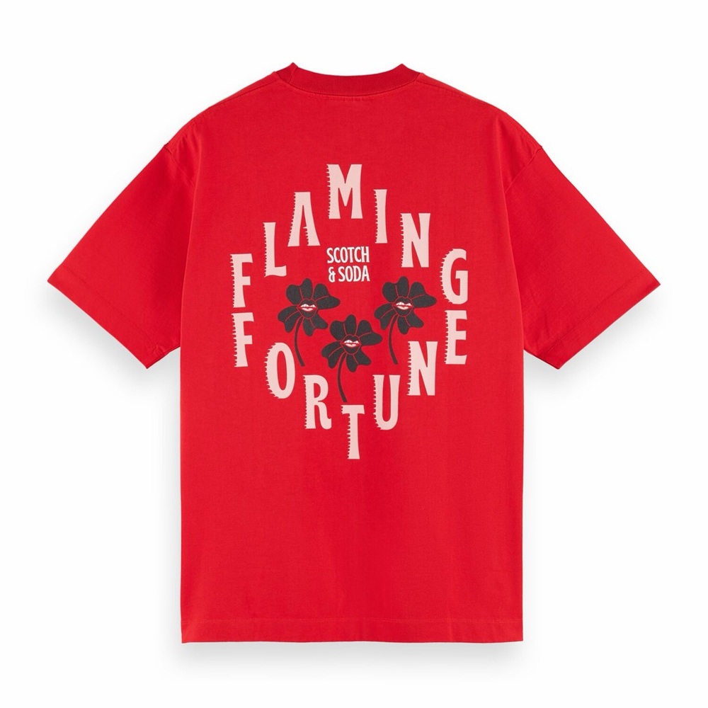 Scotch & Soda Red Flaming Fortune Tee